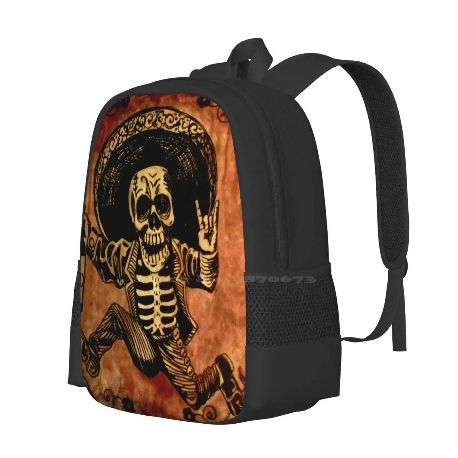 Posada Day Of The Dead Outlaw 3D Print Design Backpack Student Bag Day Of The Dead Dia De Los Muertos Posada Mexican Folk Art