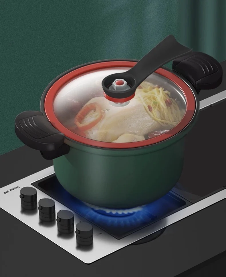 Hot Sale Household Carbon Steel Low Pressure Cooker Soup&Stock Pot Cooking Pot Multipurpose Micro Pressure Cooker with Glass Lid