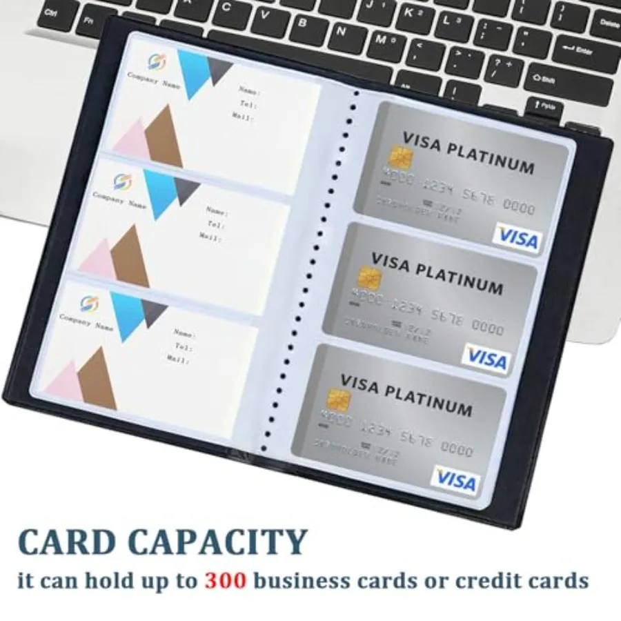 الجلود المهنية بطاقة الأعمال حامل كتب المنظم 300 بطاقة سعة كتيب بطاقة الائتمان بو لي حامل بطاقات التخزين للرجال #4