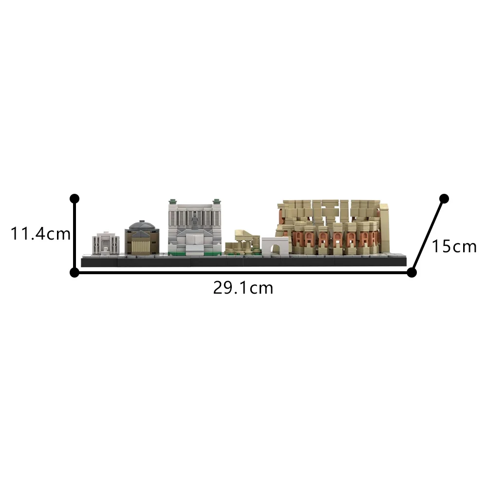 MOC Roma horizonte arquitectura de bloques de construcción vista a la calle ciudad famosa horizonte Italia Roma horizonte ladrillos modelo juguete para regalo Juguetes