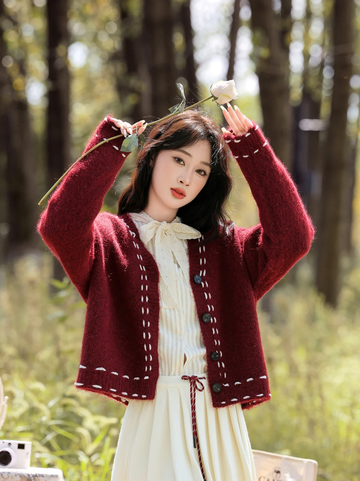 

Художественный мягкий вязаный открытый кардиган, весна 2023, новый свитер Sle Anca Red Lazy Sle, женский длинный свитер свободного покроя Jaet...