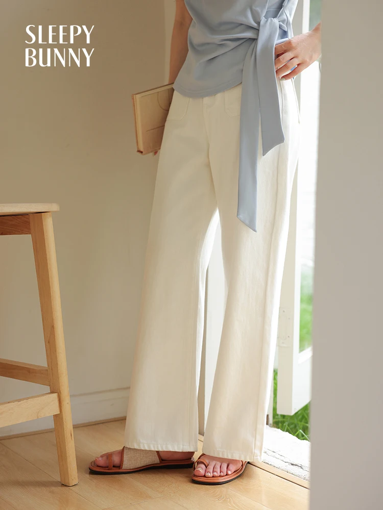 High-Waisted Casual Denim Pants for Women Summer Loose Fit Straight-Leg Jeans Trendy & Slimming Comfortable Full-Length Trousers