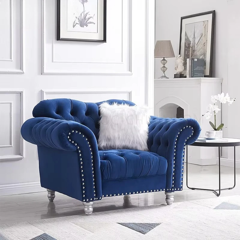 Velvet fabric tufted sofa living room furniture sofa set