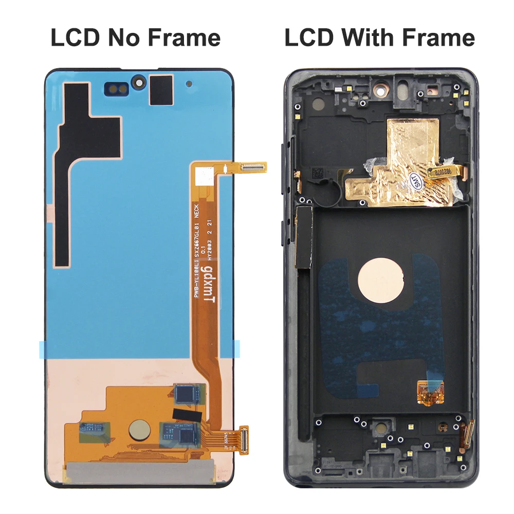 AMOLED With Frame For Samsung Note 10 Lite LCD SM-N770F,N770F/DS Display Touch Screen Digitizer Assembly Replace