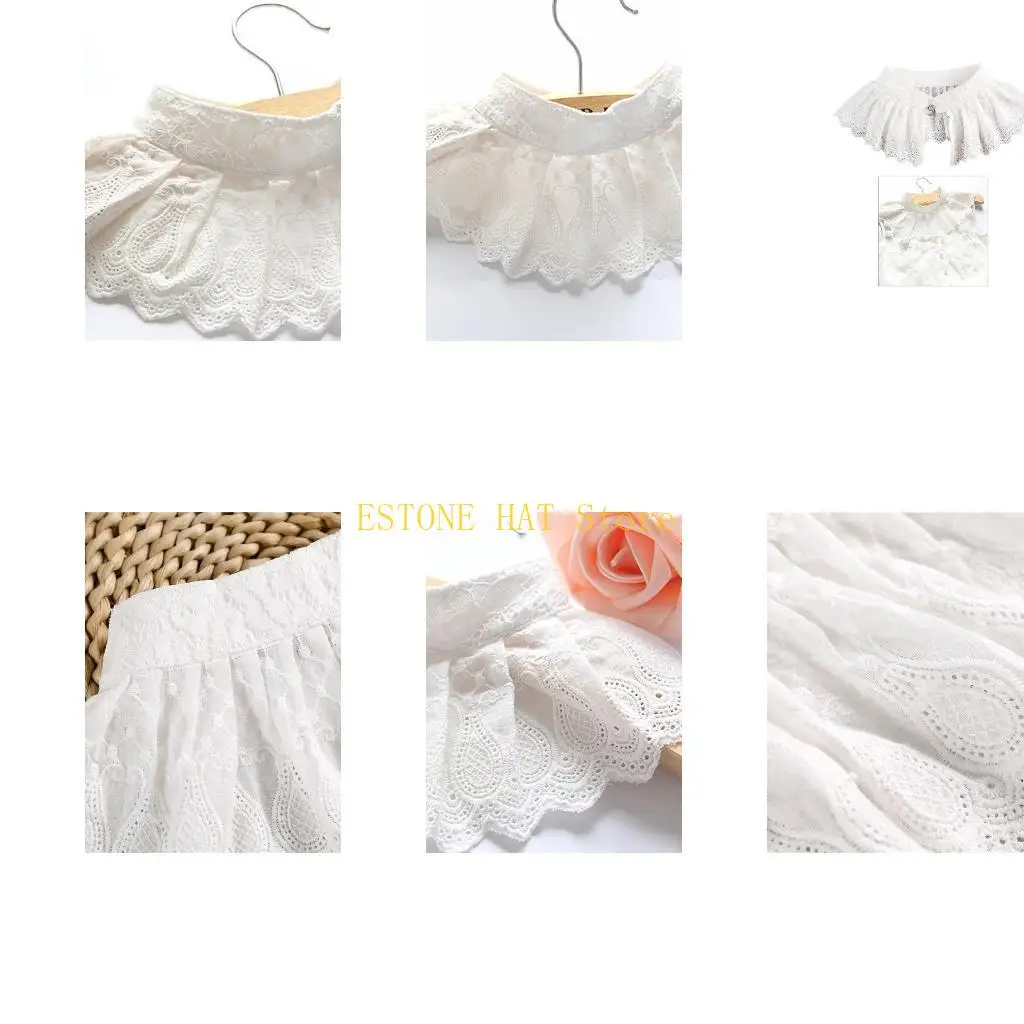 49MF Layered Look Lace Collar Accessory for Coats, Dresses, and Knitwear