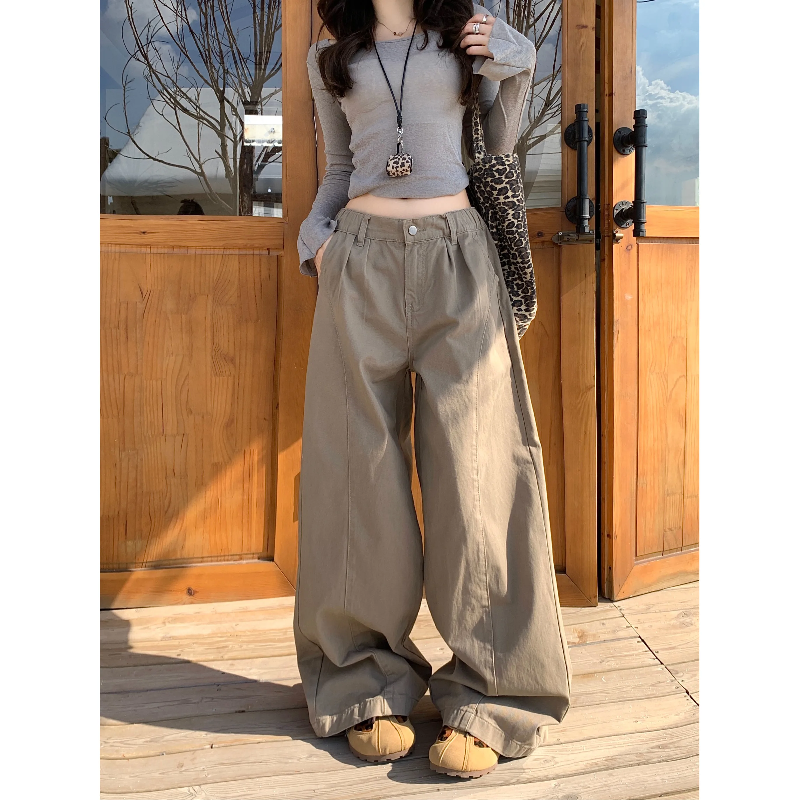 

American Retro Workwear Wide Leg Jeans Women's High Waist Loose Slimming Knife Dragging Pants Spring 2026 New Style