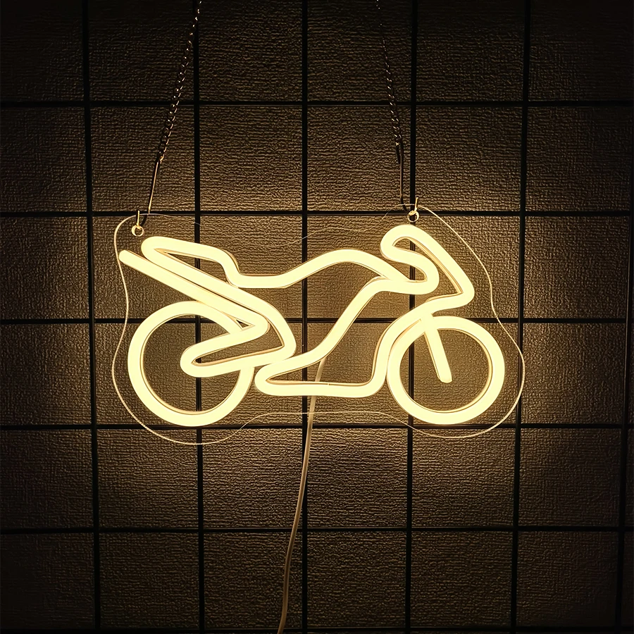 Motorcycle Neon Sign LED Light Up Garage Decor Vintage Racing Man Cave Wall Art Sport Motocross Fathers Day Neon Signs Decor