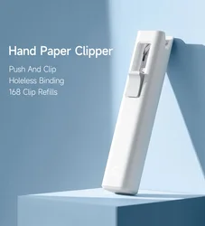 Mijia Hand Paper Clipper With 168 Refills Metal pusher Stapler Paper Clips For Document Binding Stationery