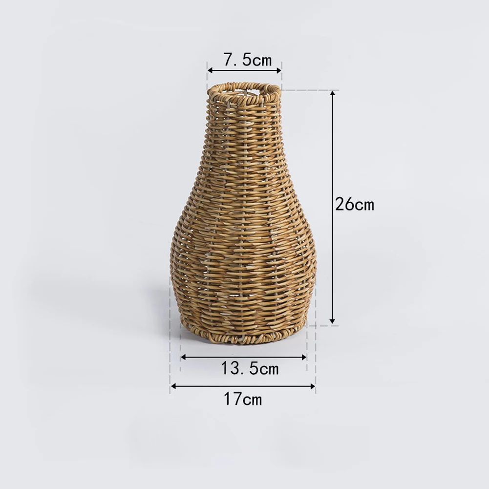 Woven Artificial Vine Flower Vase of Plastic for Desktop Shelf Table Decor in Modern Minimalist Style  Woven Artificial
