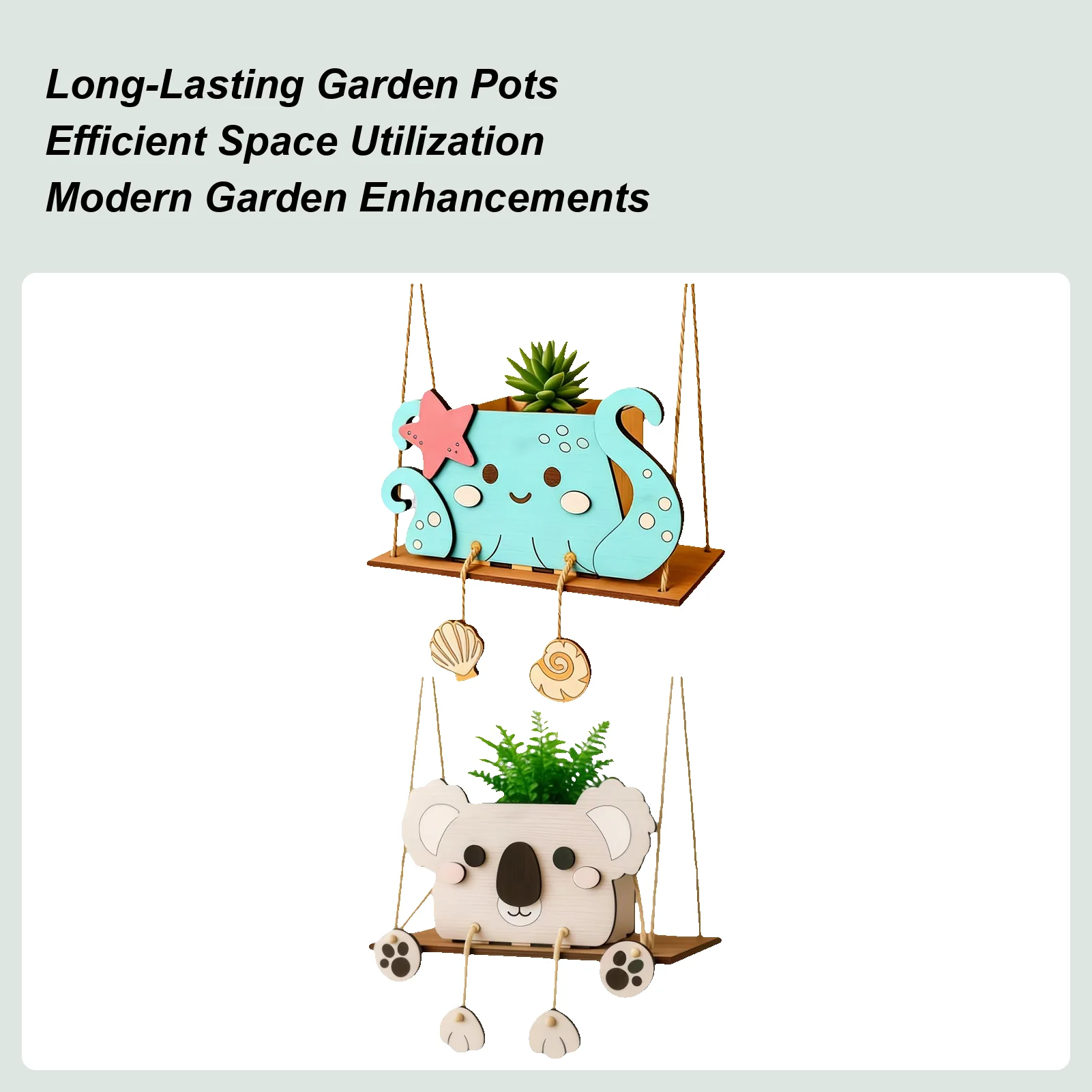 

Hanging Succulents Plant Flowerpot Funny Cute Wooden Swing Animal Planter Decorations Flower Pots Ornaments For Indoor Plant