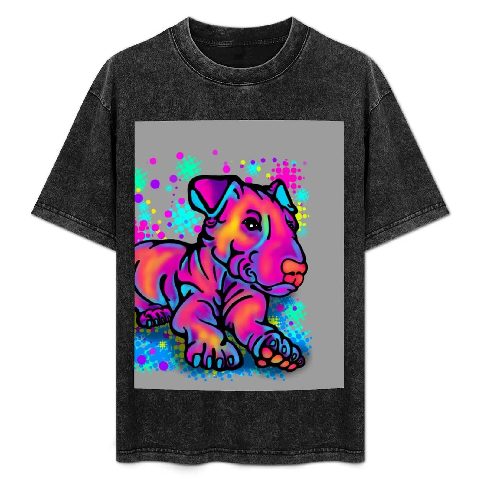 

Colour Splash Bull Terrier Pup T-Shirt Classic Basic Casual T-Shirt