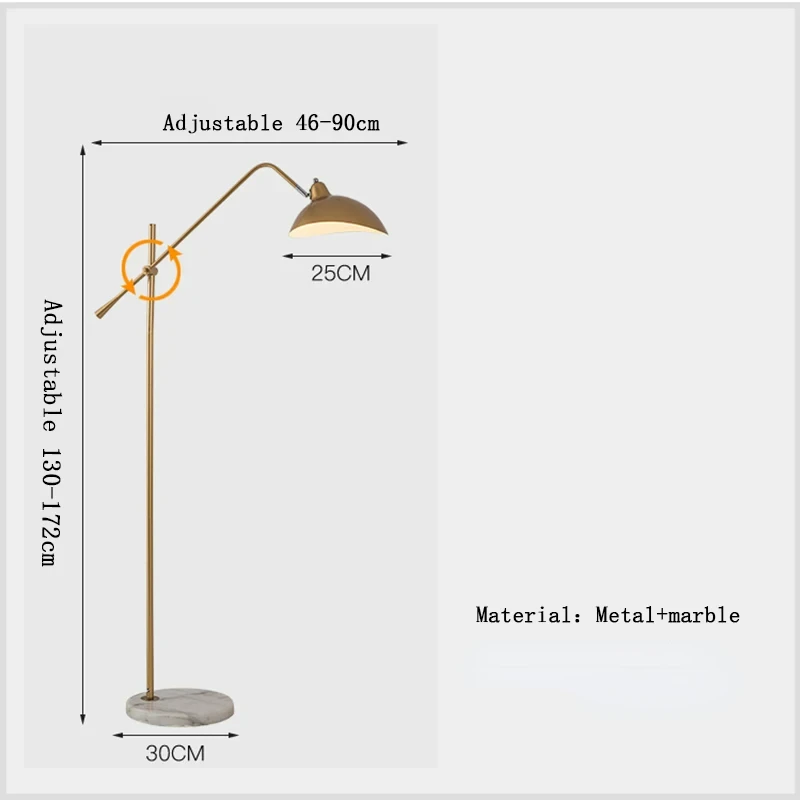 مصباح أرضي رخامي ذهبي شمالي ، مصباح قائم ، طول قابل للتعديل ، إضاءة أرضية ، بهو ، حامل مصباح غرفة المعيشة ، تركيبات بسيطة ، E27
