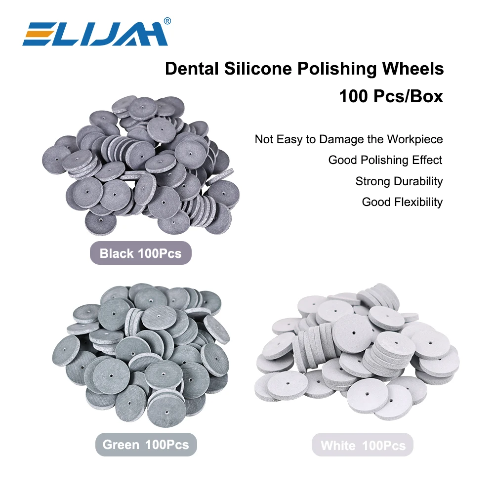 

ELIJAH 100 шт./кор. набор стоматологических полировальных кругов, силиконовый роторный полировщик, стоматологические наконечники, полировка, шлифовка, стоматологические инструменты