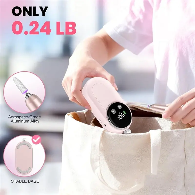 AA20-Electric Nail Drill 50000RPM Professional Nail File Machine, Cordless Efile For Acrylic And Gel Nails