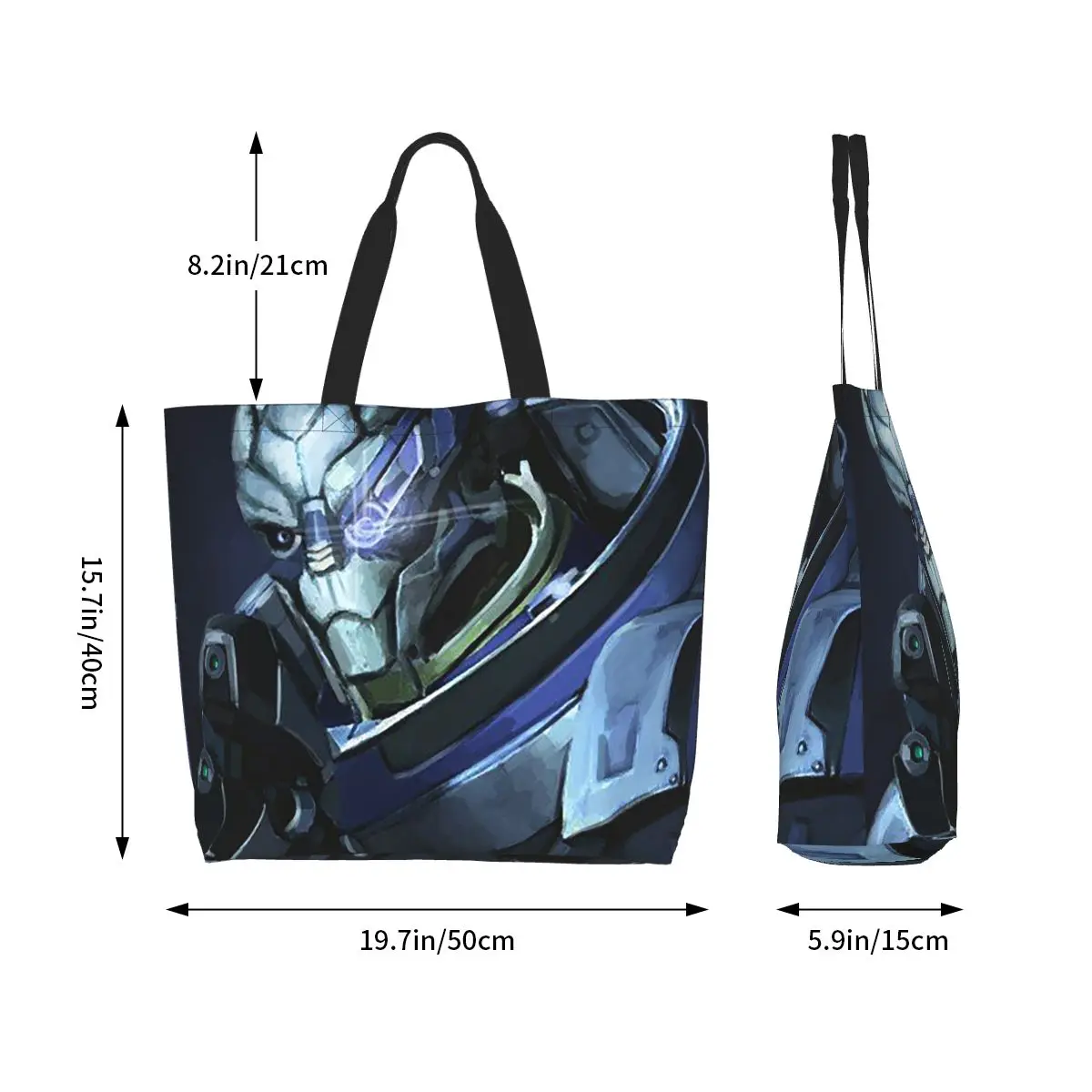 Garrus Vakarian Mass Effect Video Game Meme Space Shopping Tote Bag Canvas Shoulder Bags Shopper Grocery Handbag for Women