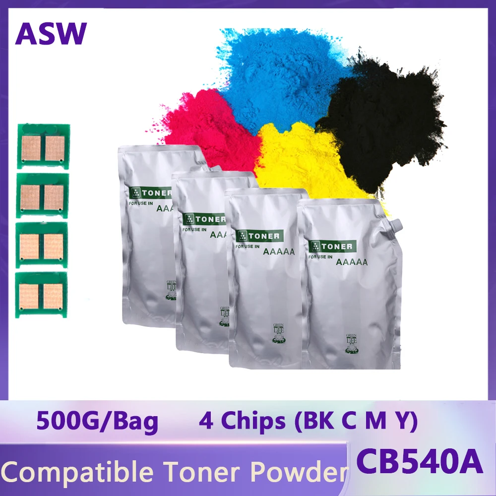 500G/Bag Compatible Toner Powder CB540A CB541A CB542A CB543A 125A for HP Color LaserJet CP1215 CP1515n CP1518n CM1312 CM1312nfi