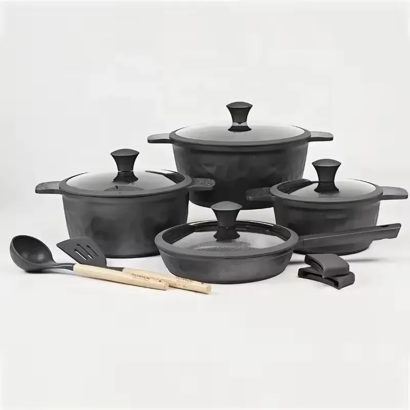 Kitchen Set Cookware Gift 12 Pcs Die Casting Aluminum Induction Granite Non-Stick Cookware Set With Utensil