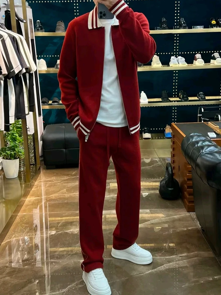 

Высококачественный мужской трикотажный комплект, повседневные модные осенне-зимние новые удобные длинные брюки све