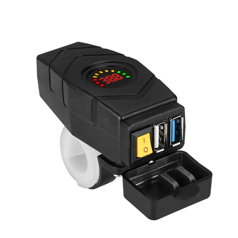 Motorcycle Ehicle-Mounted Charger 20-80V QC3.0 Quick Charger Adapter Dual USB Charger 24V 36V 48V 60V Moto Accessories