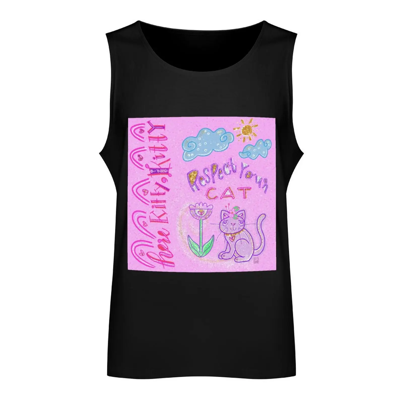 Respect Your Cat Glitter Tank Top tops Men's tops