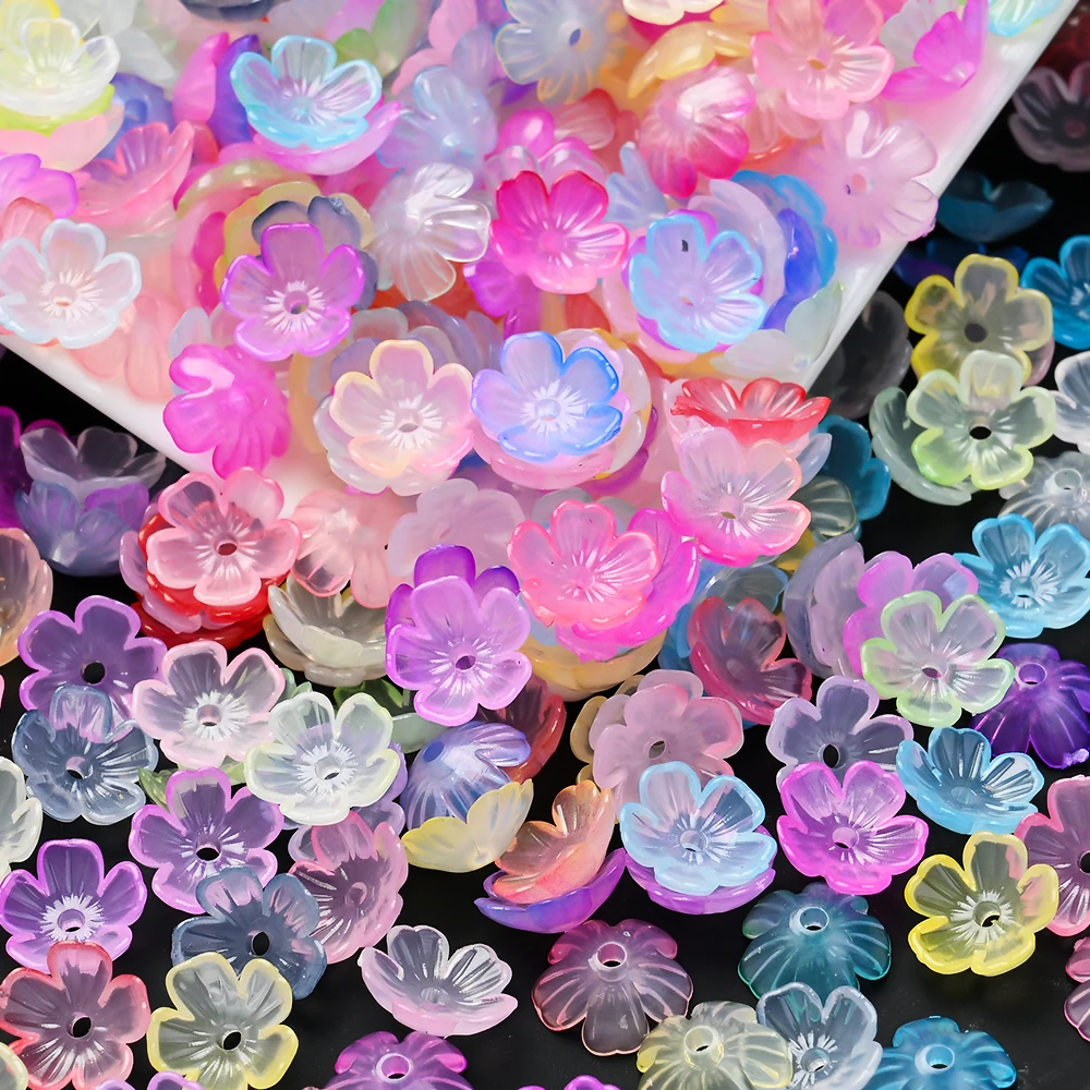 600 Stück Transparente Bunte Acryl-Blumenperlen Blumen-Abstandhalterperlen für DIY Schmuckherstellung Perlenarmband Halskette Zubehör – Detail 7