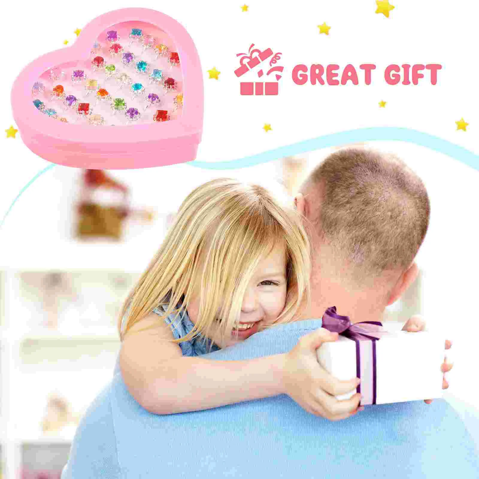 36 Stück Kinder Ring Set Schmuck Geschenk Mädchen verstellbare Ringe Strass Geburtstag für Diamant Kinder funkelnd sortiert