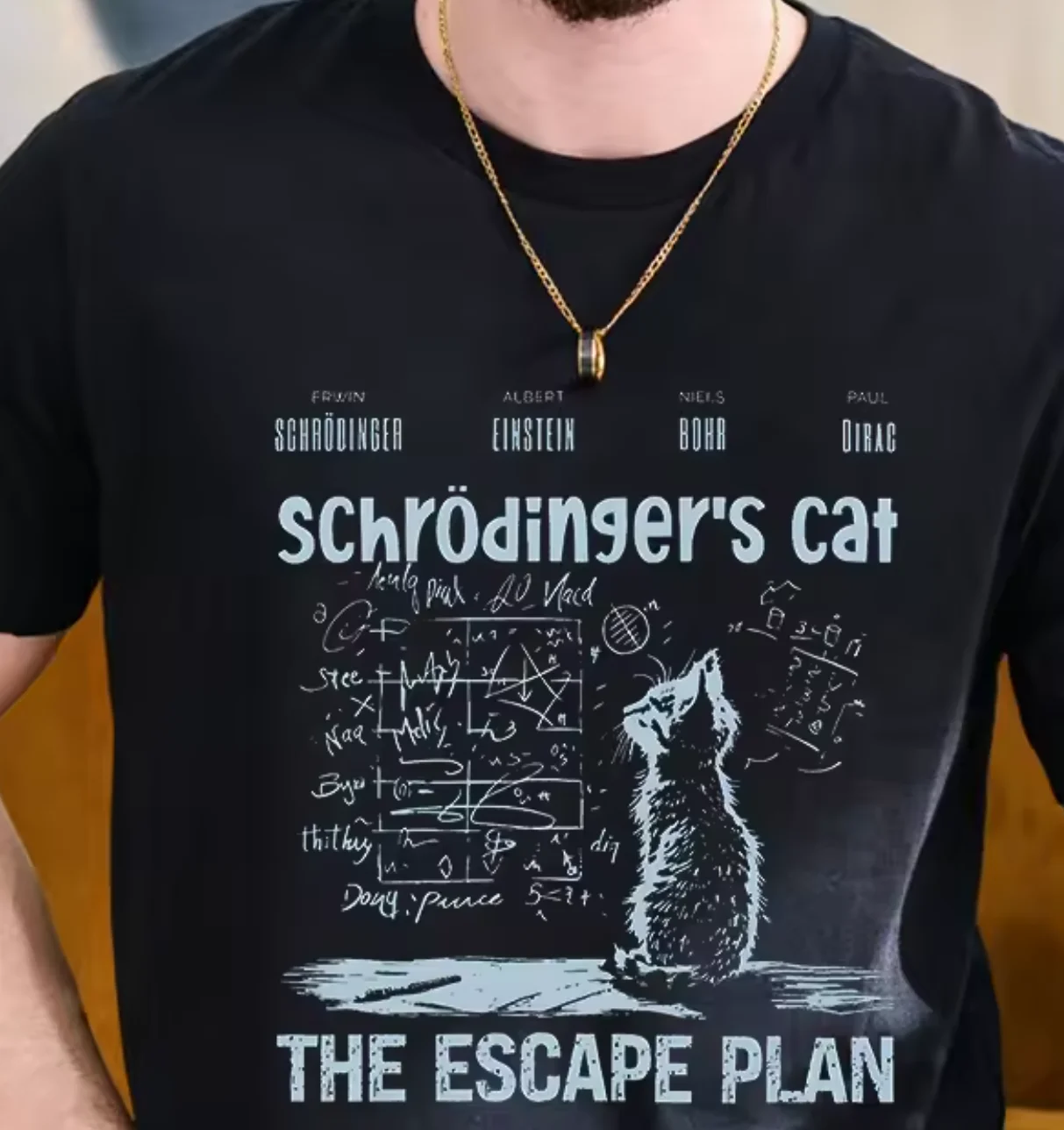 T Shirt for Men Clothing Fashion Cat Escape Plan Geeky Printed T Shirts Harajuku Short Sleeve Tee Casual Men's Clothing T Shirt