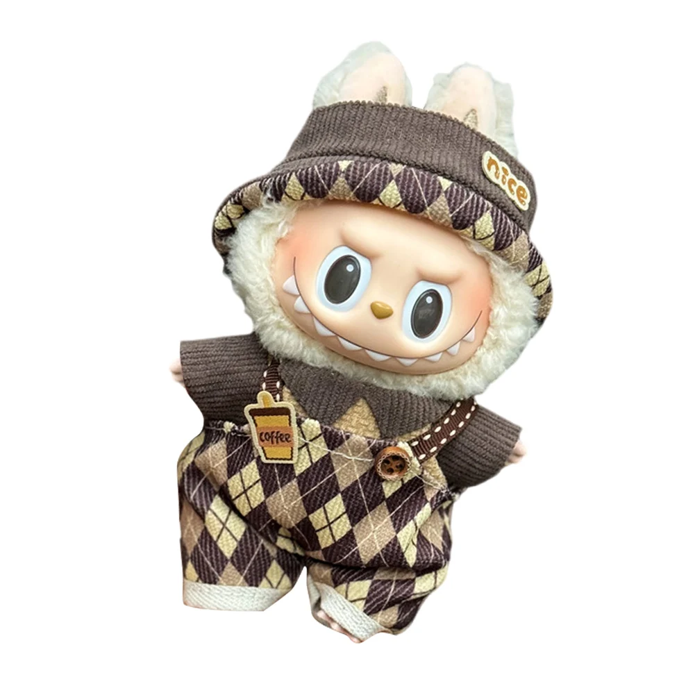 

Cartoon Animal Toy Overalls Decorative Kawaii Plush Dolls Jumpsuit DIY Stuffed Doll Clothing with Hat for 17cm Doll