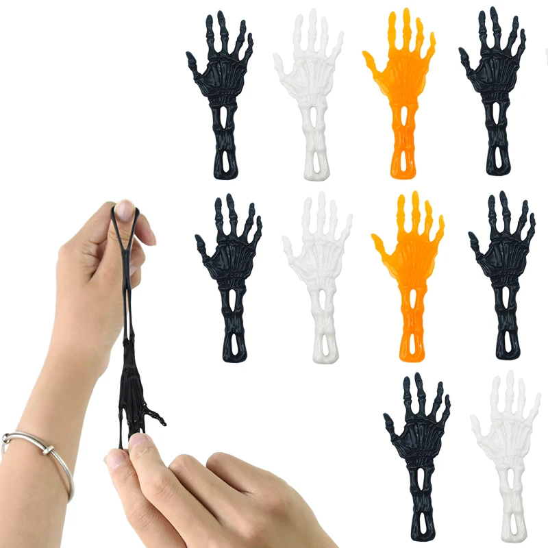 10Pcs Skeleton Hands Hands Stress Relieving Wall Climbers Stretchy Sticky Hands Toy Gift Halloween Party Favors Pinata Filler