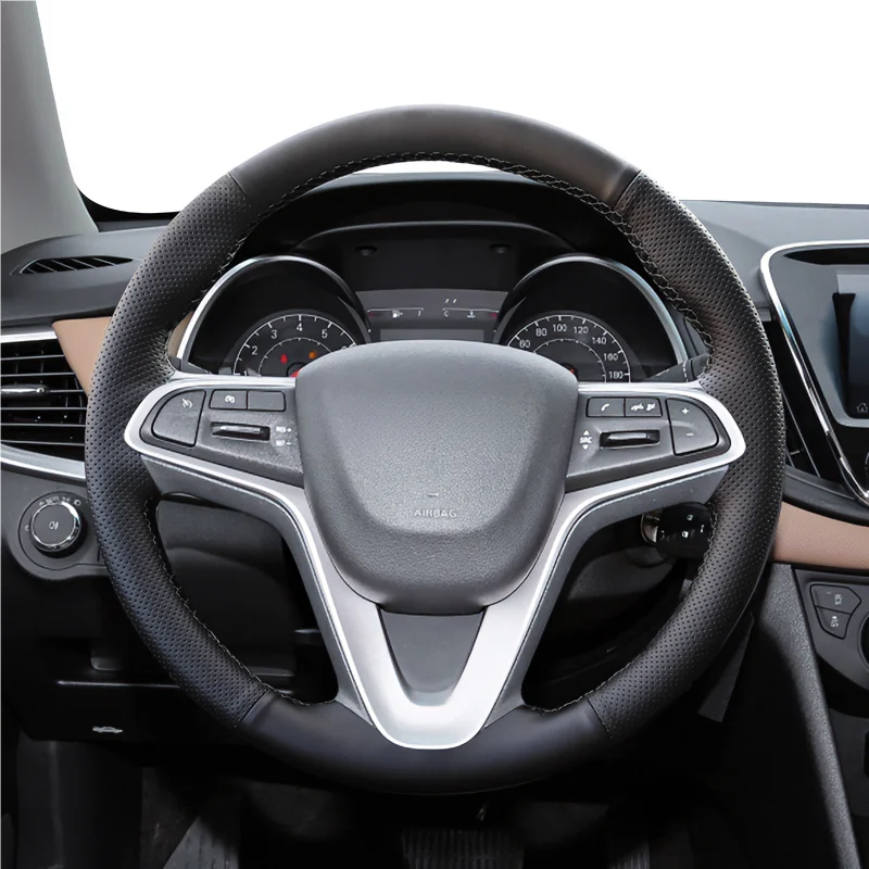 For Chevrolet Cruze/Aveo hand-stitched steering wheel cover, Changxun custom-fit anti-slip and wear-resistant handle cover