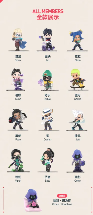 100% Genuine Pop Mart Valorant Classic Agent Series Blind Box Figure Cute Collectible Desktop Ornament Surprise Game Fan Gift