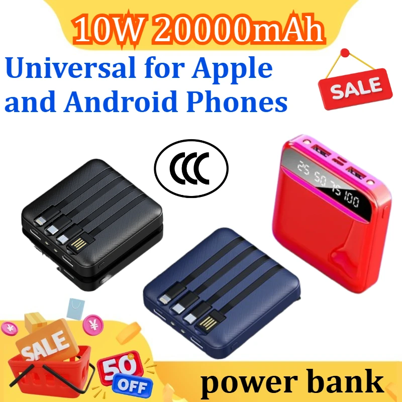 

10W 20000mAh Mini Power Bank: Portable design, supports fast charging, dual USB ports, compatible for Xiaomi for iPhone