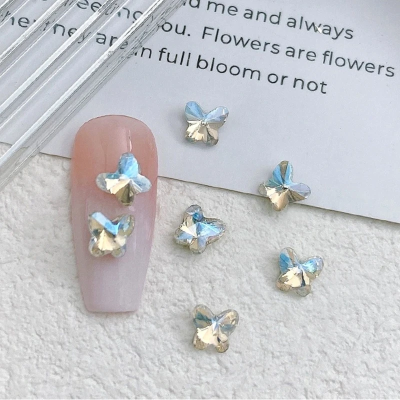 10x Butterfly Shape Nail Gems Hearts Nail Art Charms Waterdrop Nail Charms Pointed Back Nail Rhinestones for DIY Nails