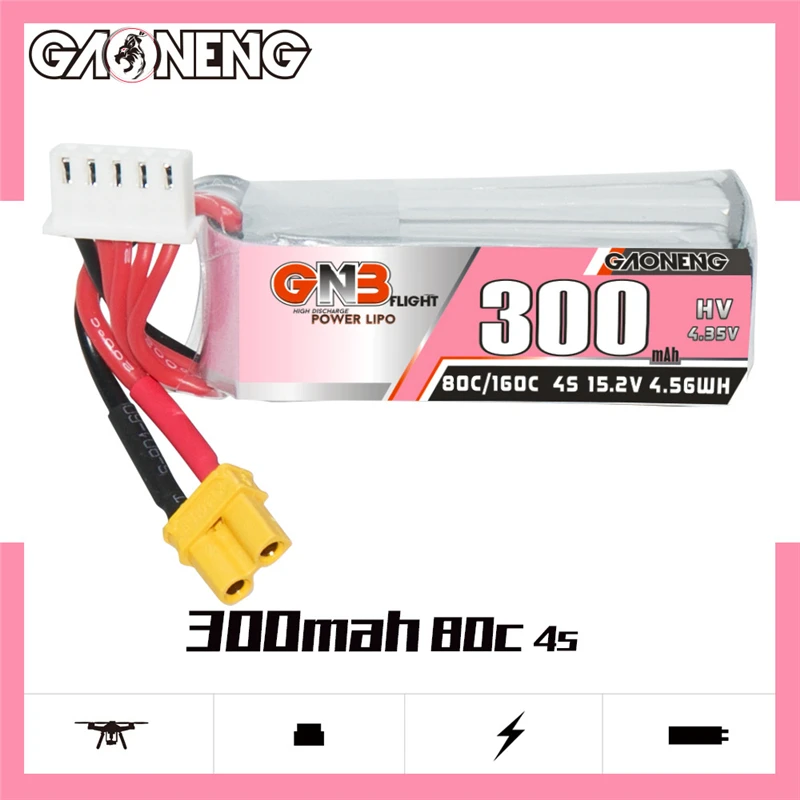 GNB HV 4S 15.2V 300mAh 80C/160C LiPo 배터리 Beta95X Beta85X Cinelog25 A85 프로펠러 드론 15.2V 배터리 XT30 플러그