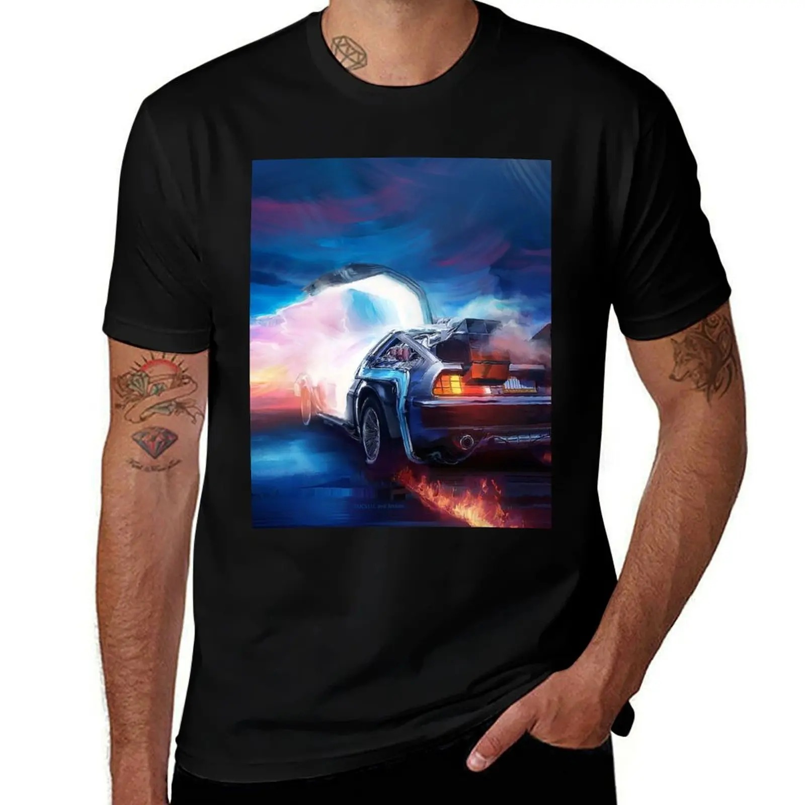 Back to the Future Delorean Time Machine T-Shirt tees tops slim fit t shirts for men