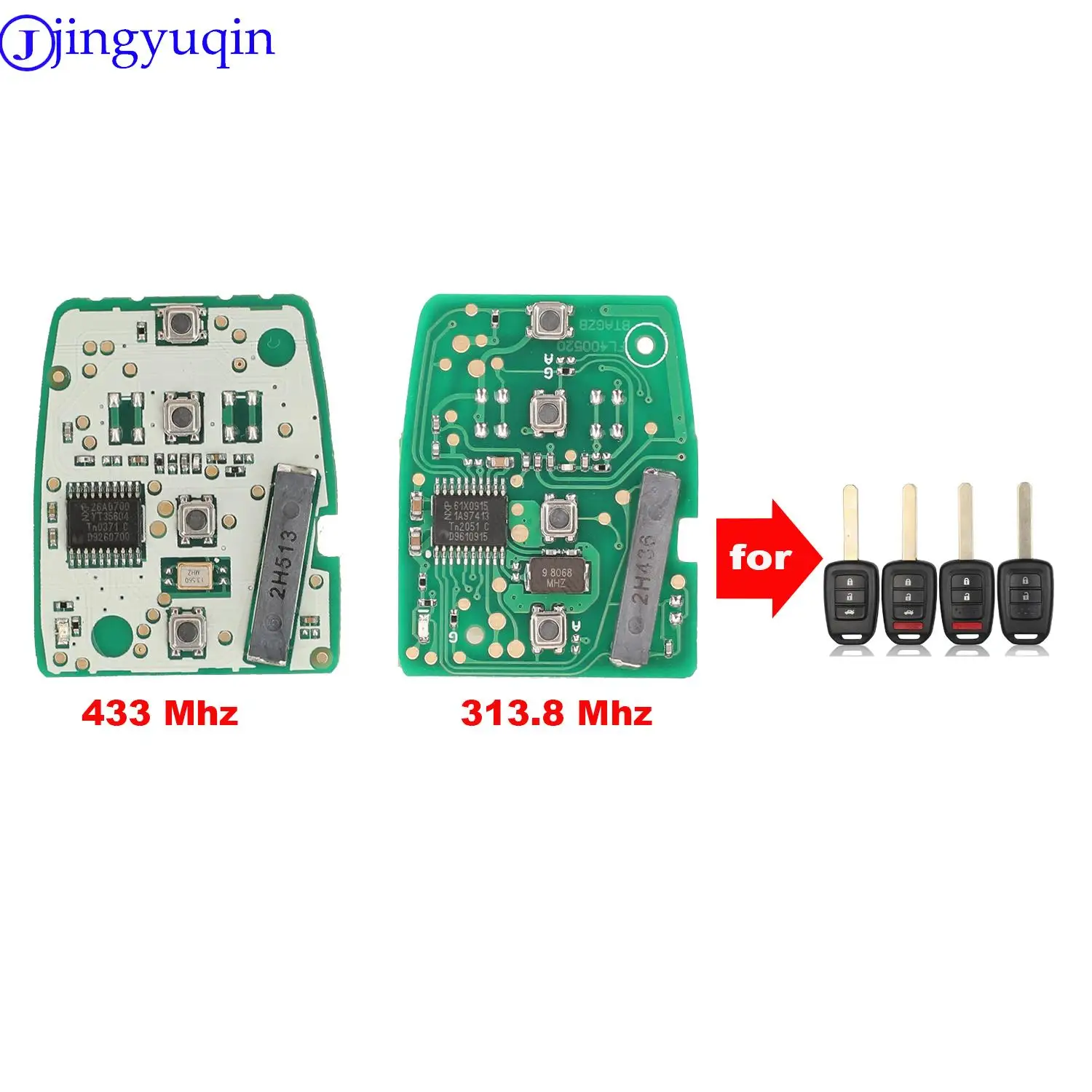 

Jingyuqin 4 кнопки дистанционный автомобильный брелок для Honda 2013-2015 CRV 2013-2017 Accord Civic Fit ID47Chip 313,8/433 МГц