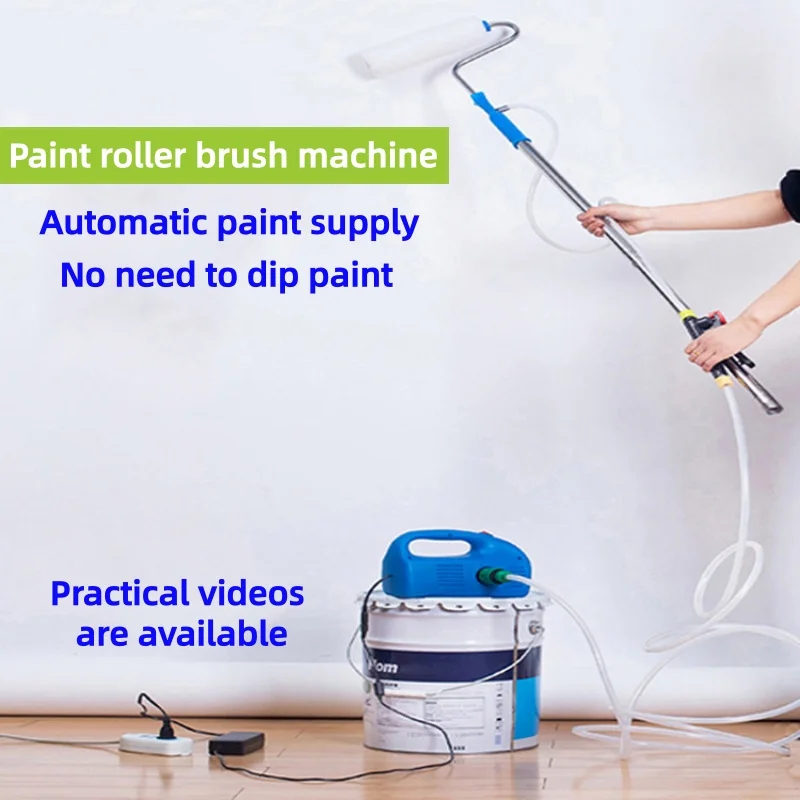 Electric Auto Feed Paint Roller Coating Machine with Extension Rod Automatic Suction Latex Paint Roller for Wall Decoration