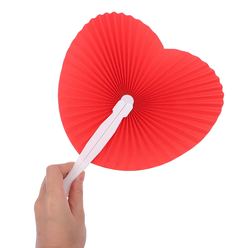 Multicolor Wedding Folding Paper Fans DIY Painting Heart Shape Blank Paper Fan For Birthday And Country Decoration