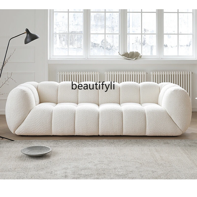 Sofa Light French Retro Cream Style Puff Sofa Cotton Candy Fabric Sofa