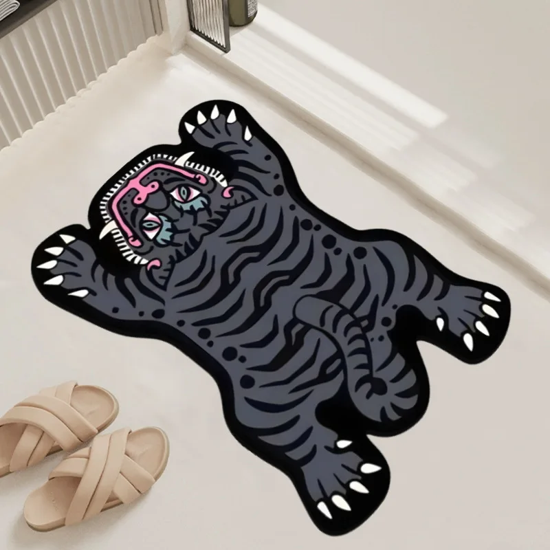 Special-shaped cartoon tiger diatom mud floor mat household door mat bathroom floor mat toilet absorbent foot mat