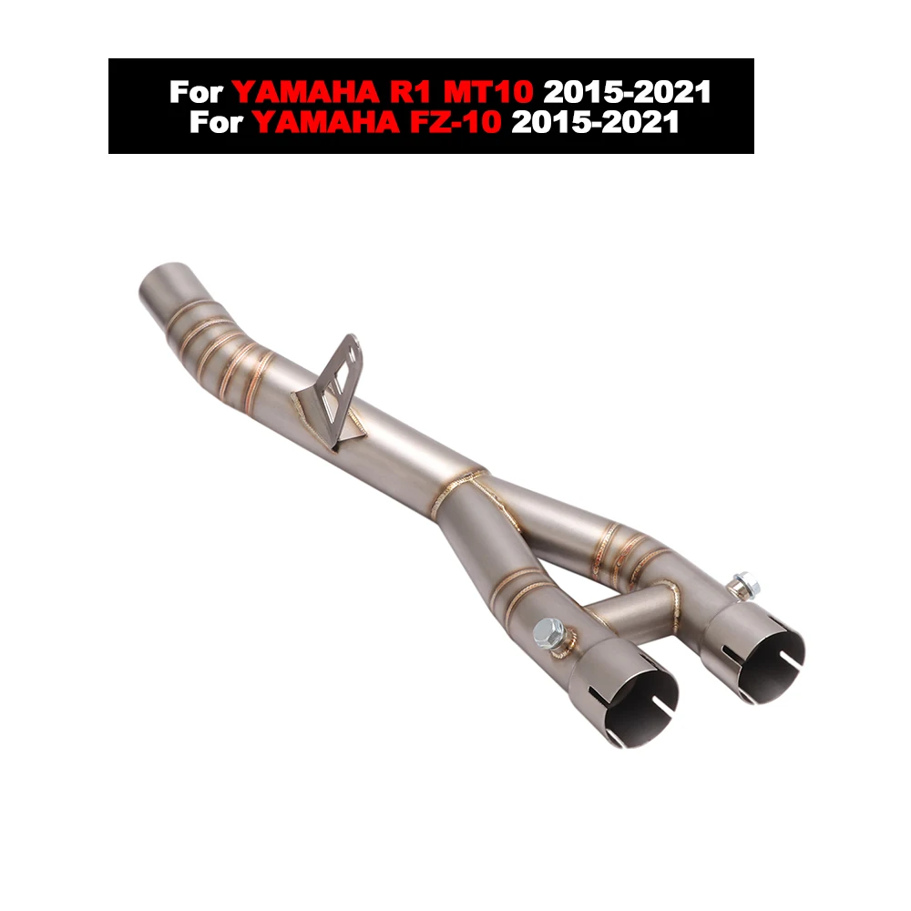 

Motorcycle Exhaust System Stainless Steel Mid Link Pipe Escape Moto Muffler For YAMAHA R1 2015-2025 MT10 FZ-10 2015-2021