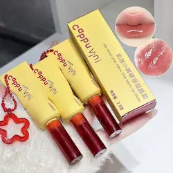 Cappuvini Milk Velvet Yellow Stick Moisturizing Lip Glaze Long-lasting Water Light Lipstick Easy to Apply Makeup Lip Gloss