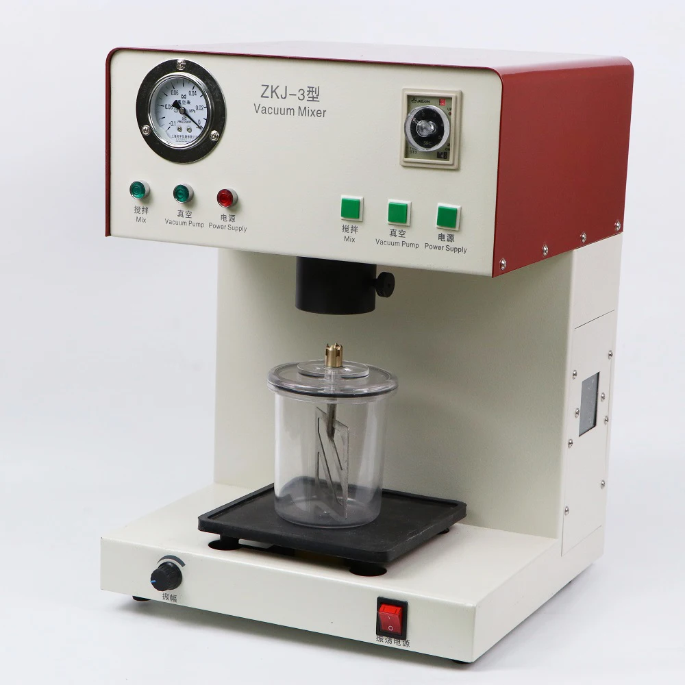 ZKJ-3 Dental Vacuum Mixing Machine 500ml Built-In Pump 0.085MPa Adjustable Vibration Mixer for Dental Lab