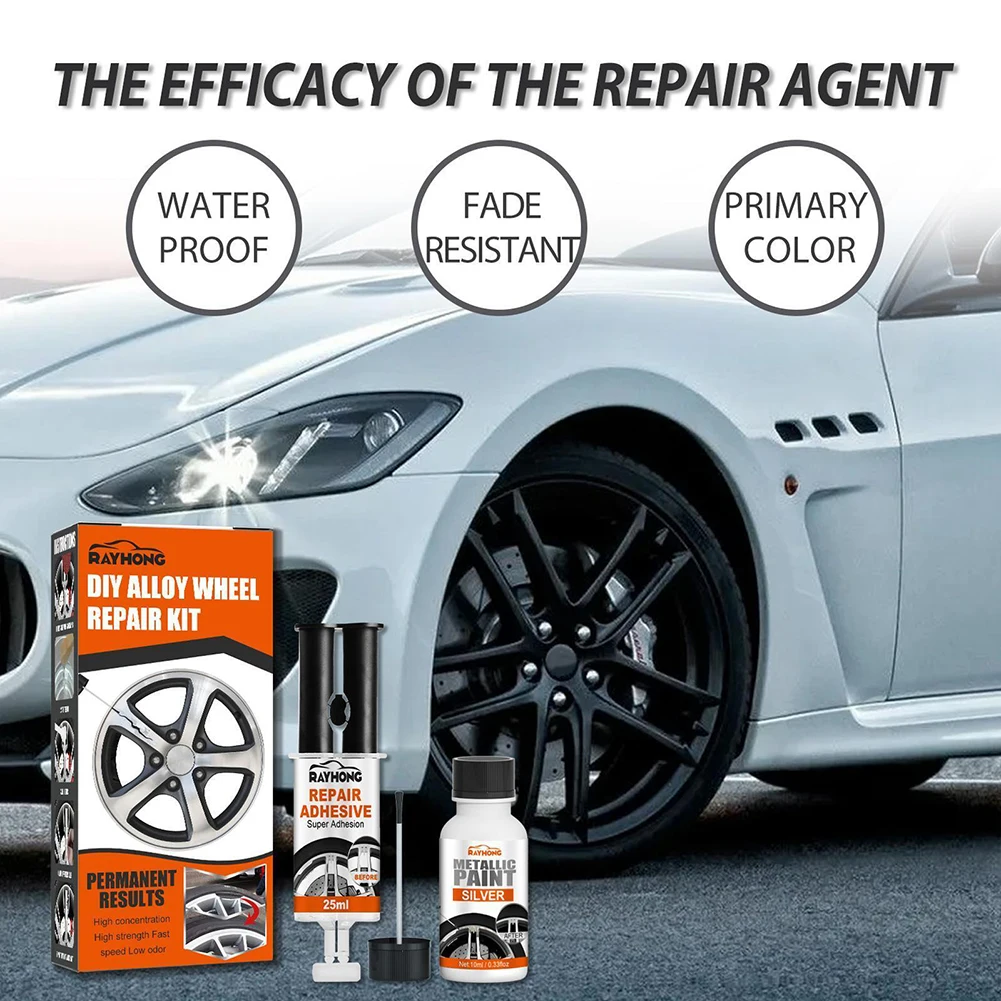 Car Rim Care Wheel Restoration Repair Kit Universal Alloy Wheel Rim Scratch Repair Kit For Car Scratch Fix Quick