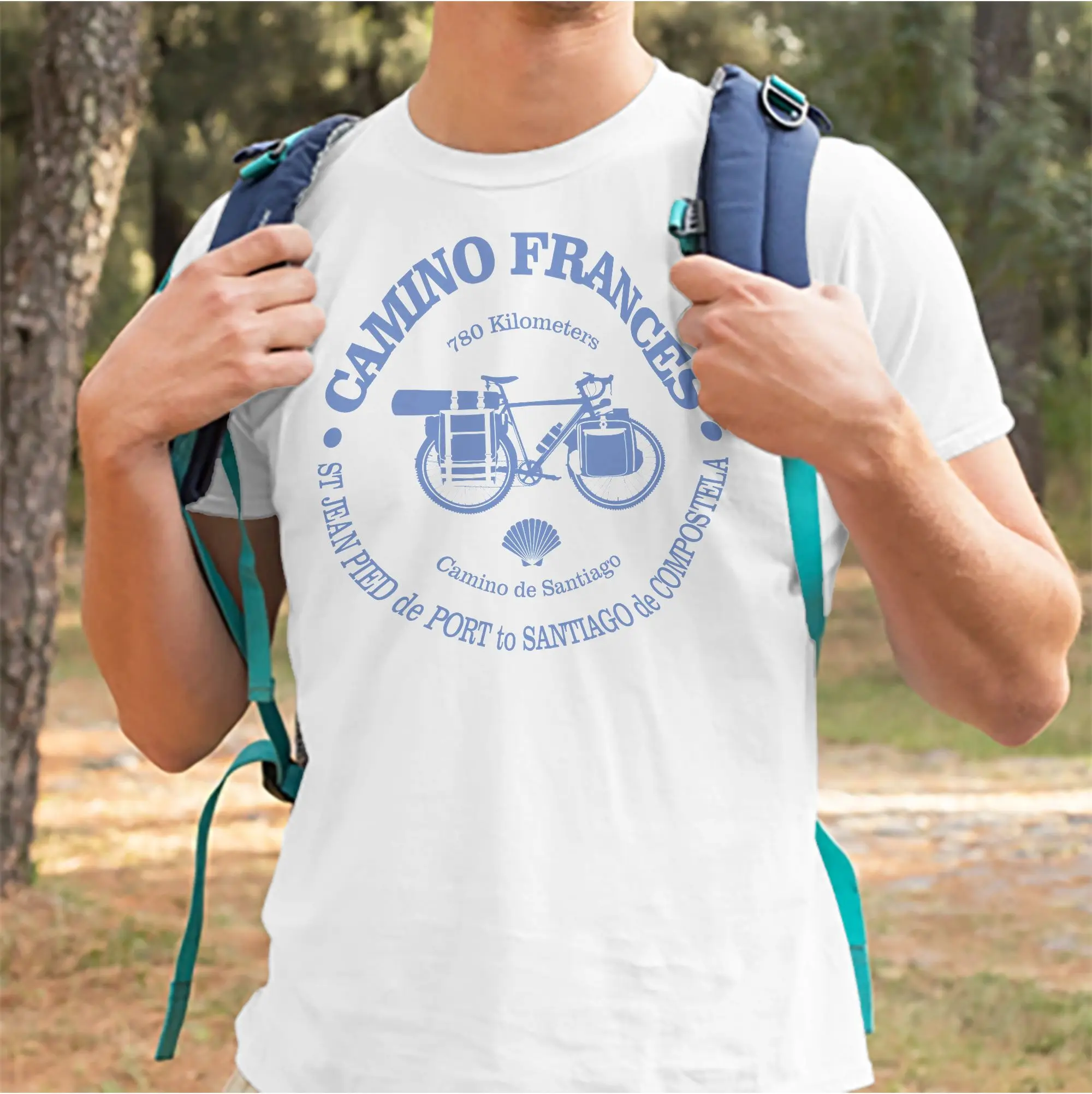 Leisure Camino de Santiago Frances cycling T-Shirts for Men Women Round Neck Cotton T Shirts  Short Sleeve Tee Shirt Unique Tops
