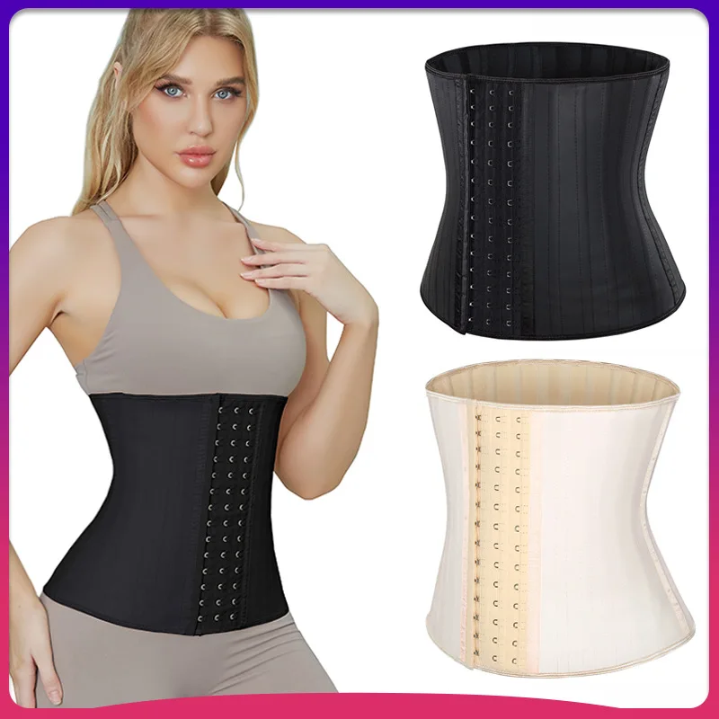 25-Stahlknochen-Latex-Taillentrainer mit Haken- und Ösenkorsett, Fajas Belt Cincher Unterbrustkorsett – Detail 1