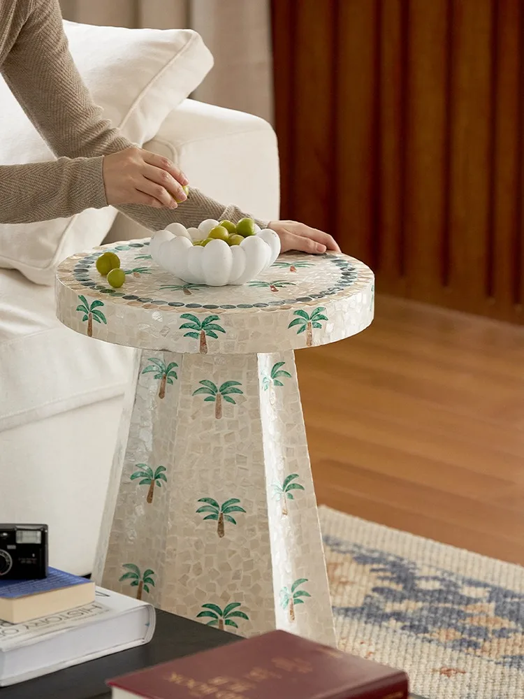 Nordic Coconut Tree Shell Coffee Table Living Room Sofa Side Rotundity Corner Tables Furniture Ornament