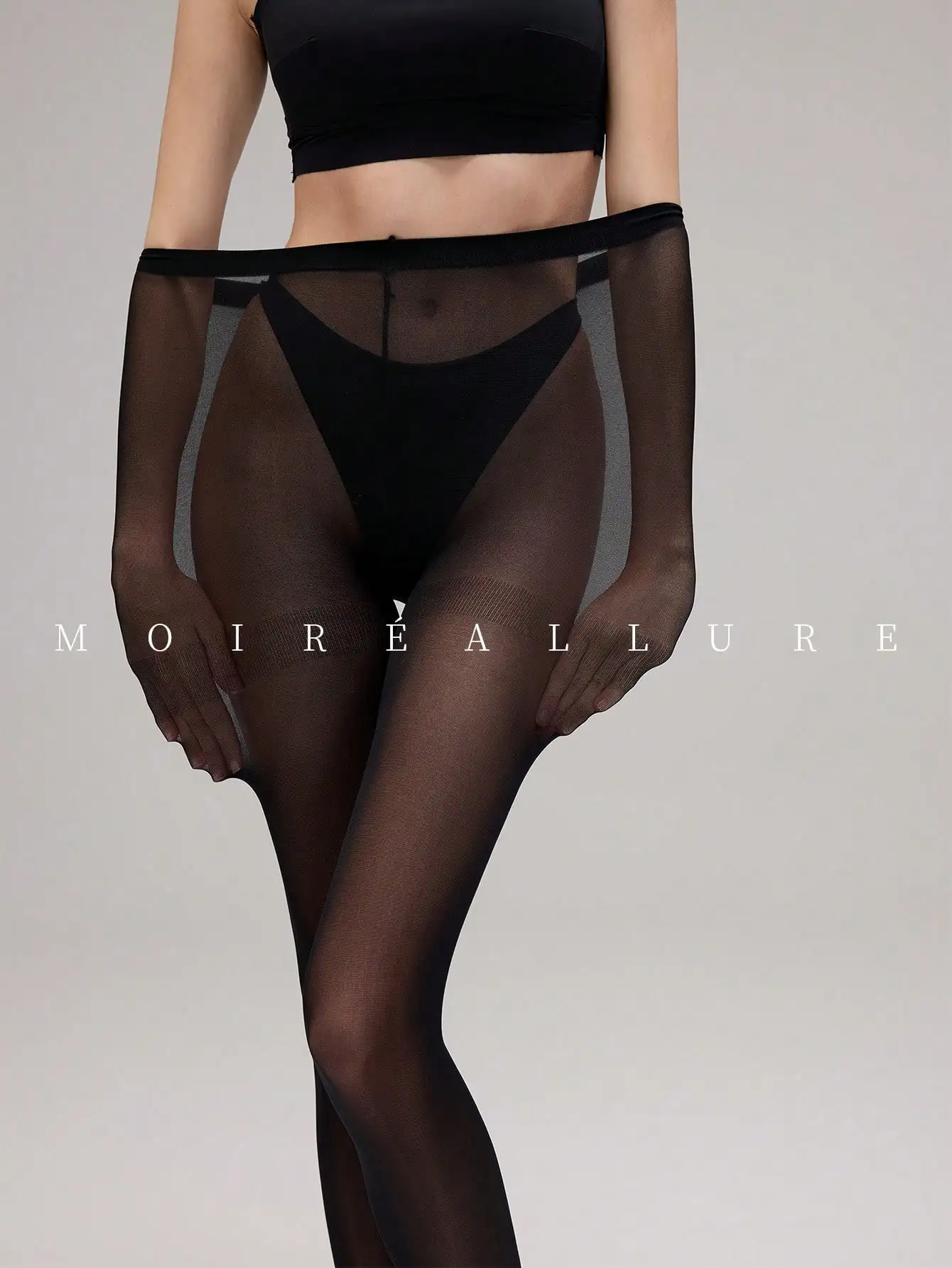 

Черные прозрачные сетчатые колготки с высокой талией и дизайном стрингов для вечернего образа