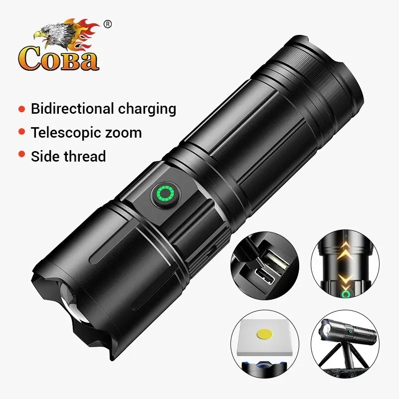 Super Bright 2000m High Power LED Flashlight Torch Type-c Rechargeable Powerful Outdoor Self Defense Handlamp Camping Lantern