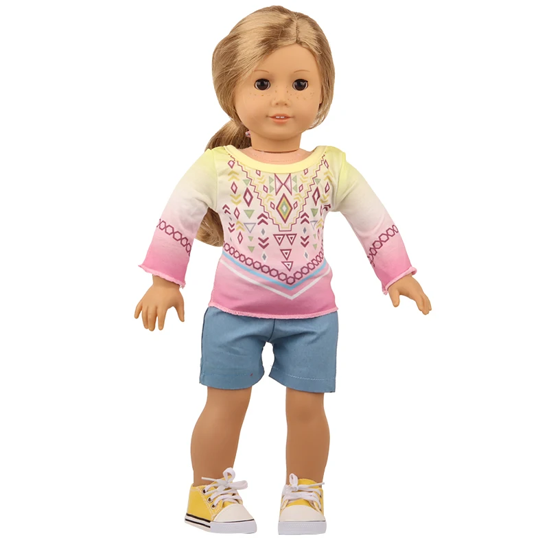 Born New Baby Doll Clothes Accessories Fit 18 inch 43cm Orange suspenders and white shorts For Baby Birthday Festival Gift